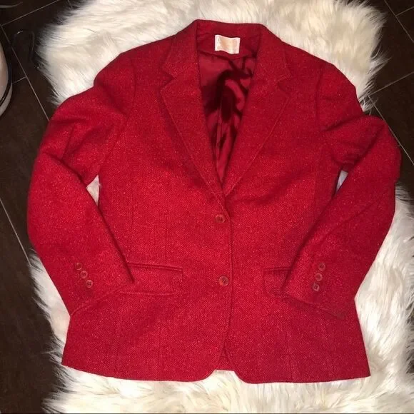 Vintage 1980/90s Pendleton Woolen Mills Red Blazer - Picture 2 of 13